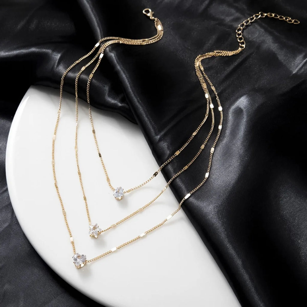 Women’s multi-layer star and heart necklace