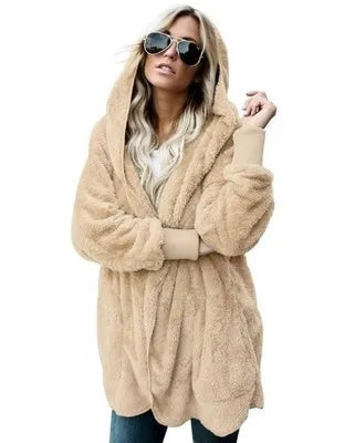 Warm oversized fleece jacket