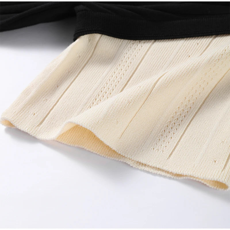 Short sleeves and high waist for a stylish fit.