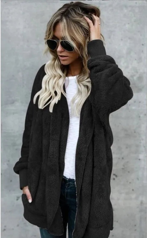 Warm oversized fleece jacket