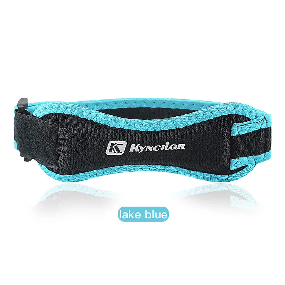 Adjustable knee strap for tendon support in sports and exercise.