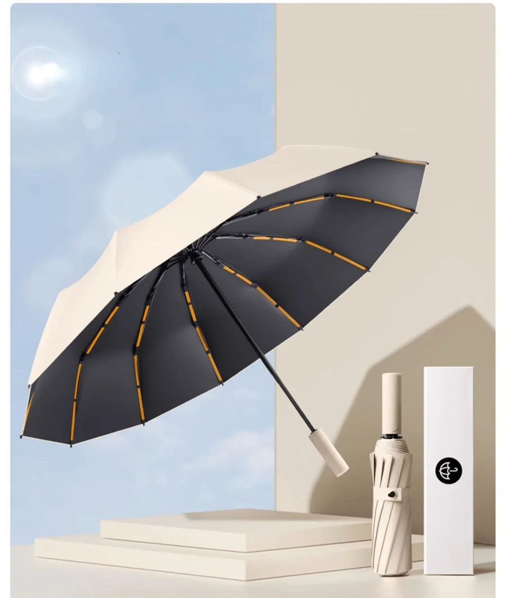72-bone strong umbrella, wind-, rain-, sunproof, automatic, large.