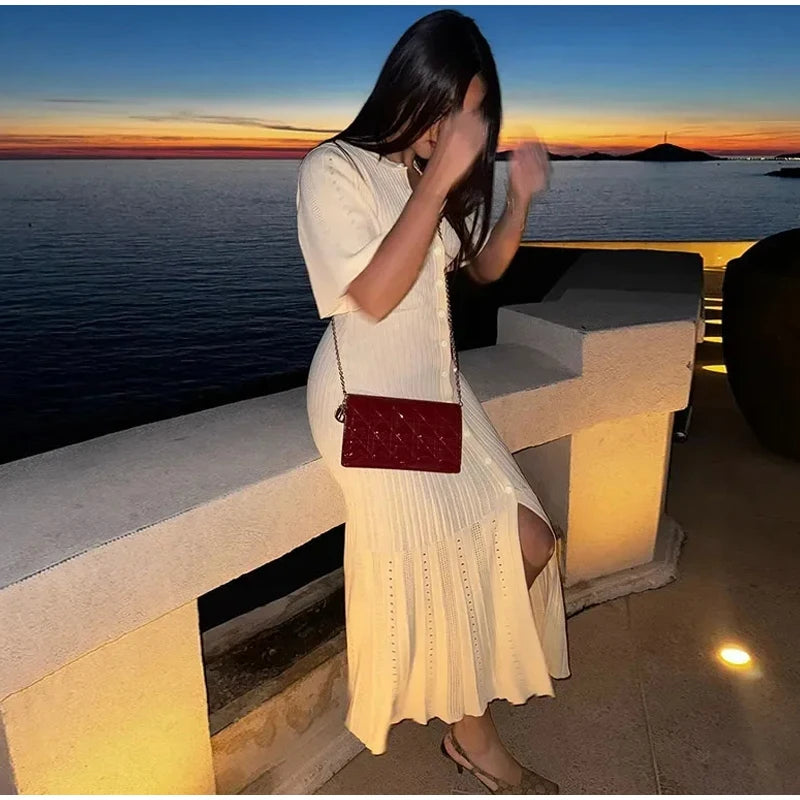 Short sleeves and high waist for a stylish fit.