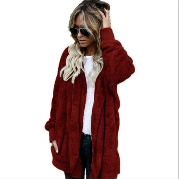 Warm oversized fleece jacket