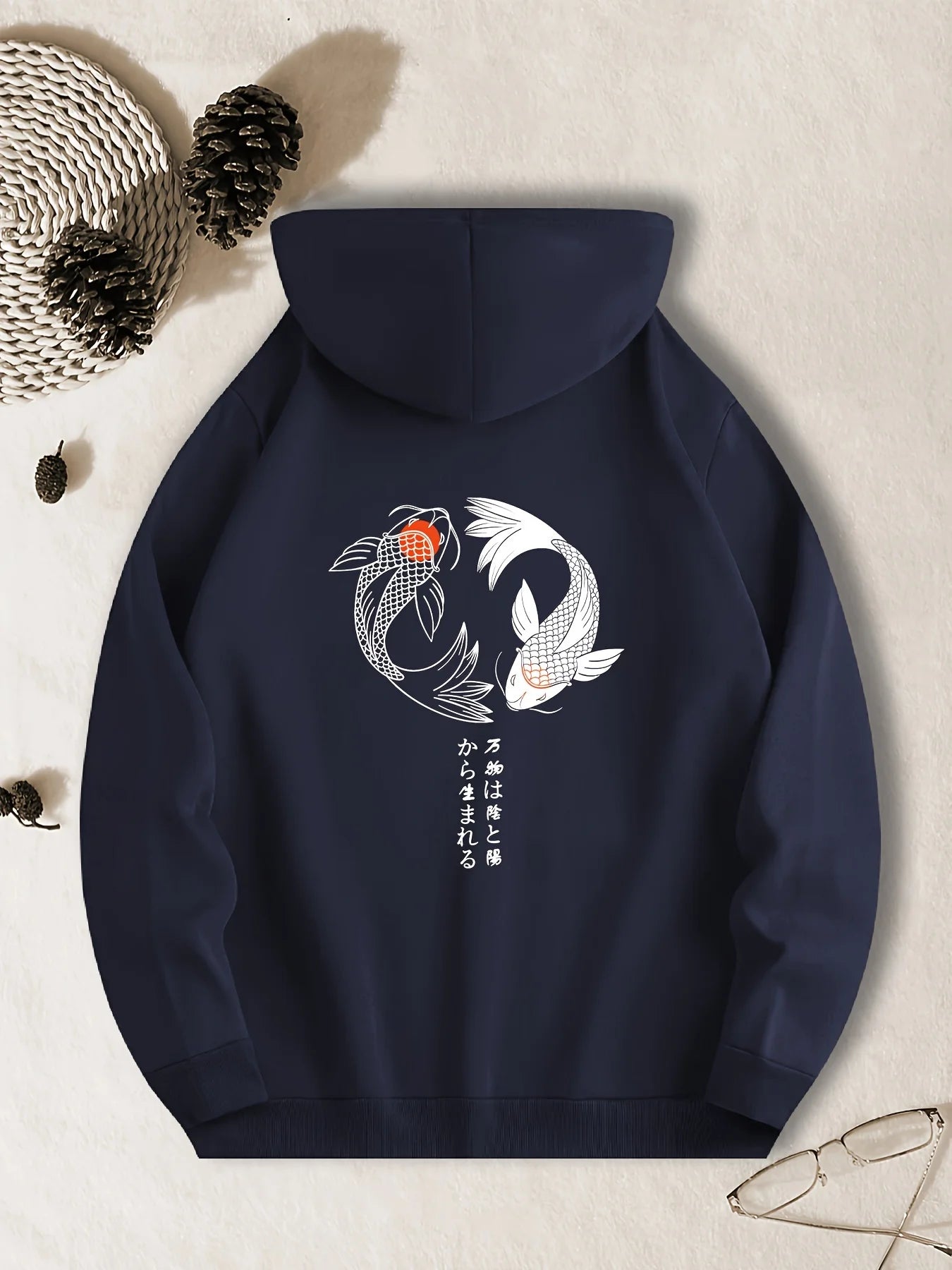 Men’s Casual Hoodie with Geometric Fish Design