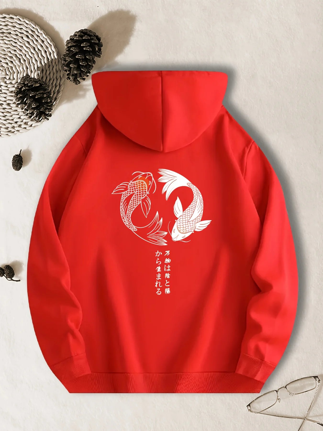 Men’s Casual Hoodie with Geometric Fish Design